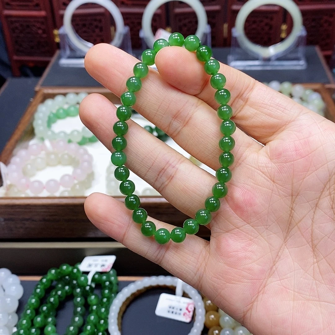 和田玉手串未镶嵌碧玉6