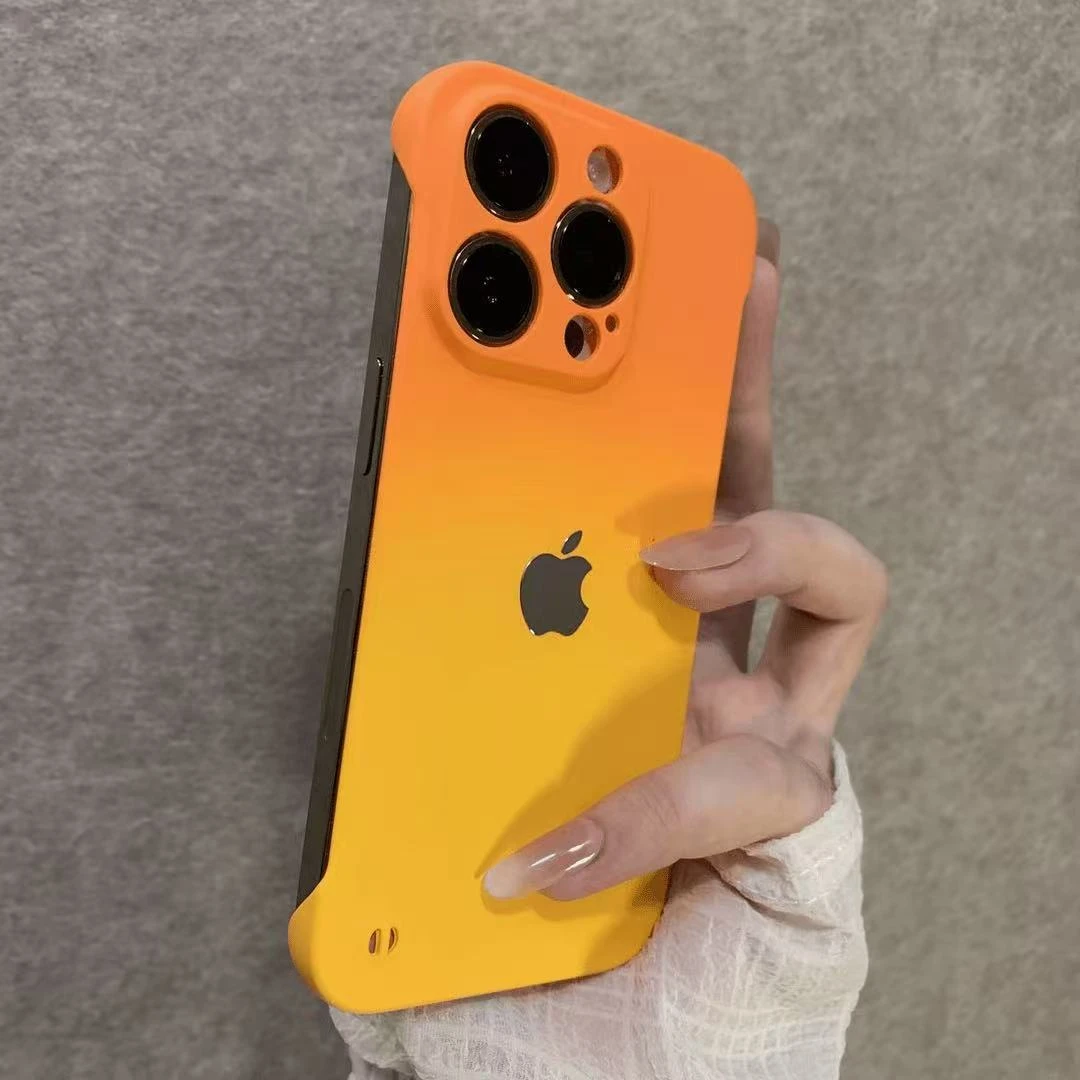 新款渐变无边框适用苹果16promax手机壳小众iPhone15个性14散热13