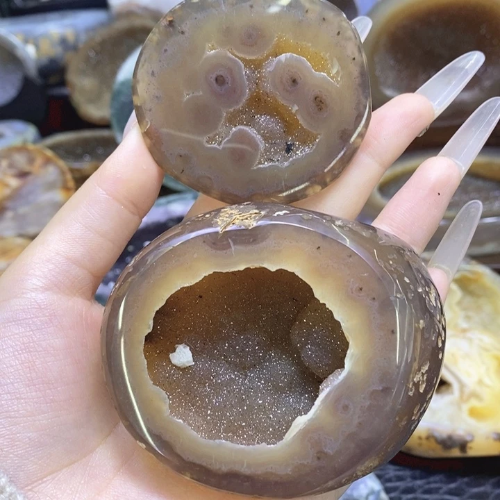 未镶嵌珠宝半成品紫晶黄软奇石盆