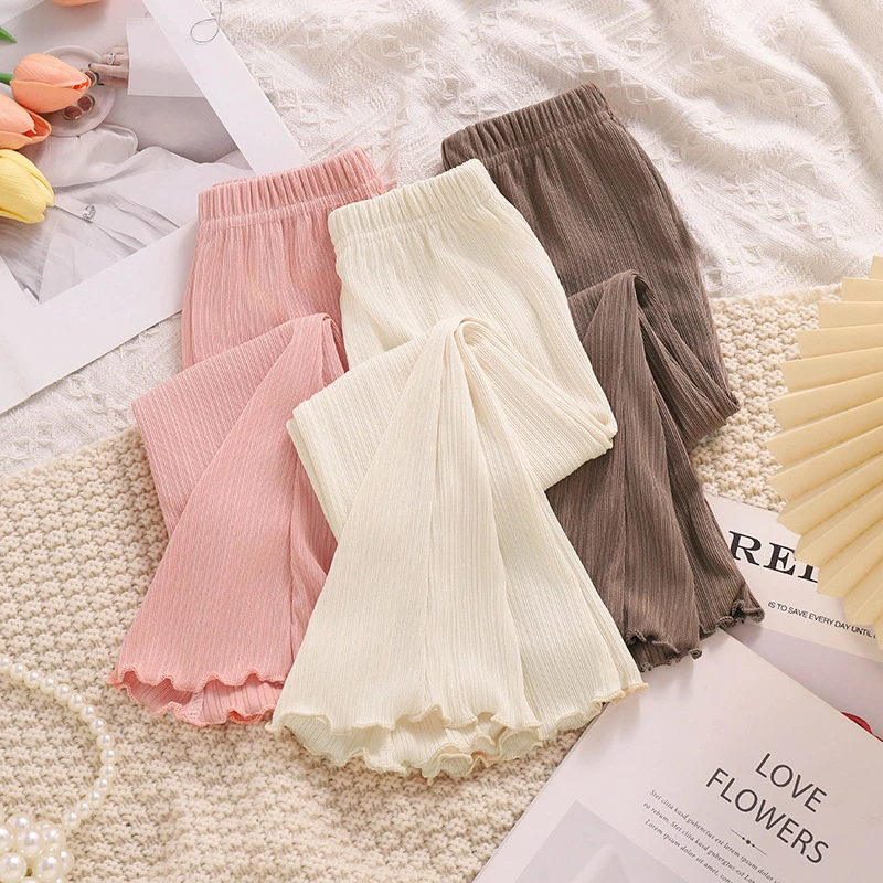 女童卷边喇叭裤夏季薄款公主风儿童女宝宝洋气防蚊裤百搭短裤男童