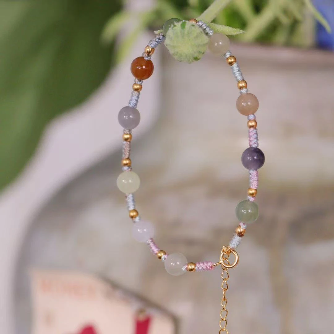 【莫奈花园】 瑾玉 和田玉多宝手绳 A1803-1 尺寸约：6mm