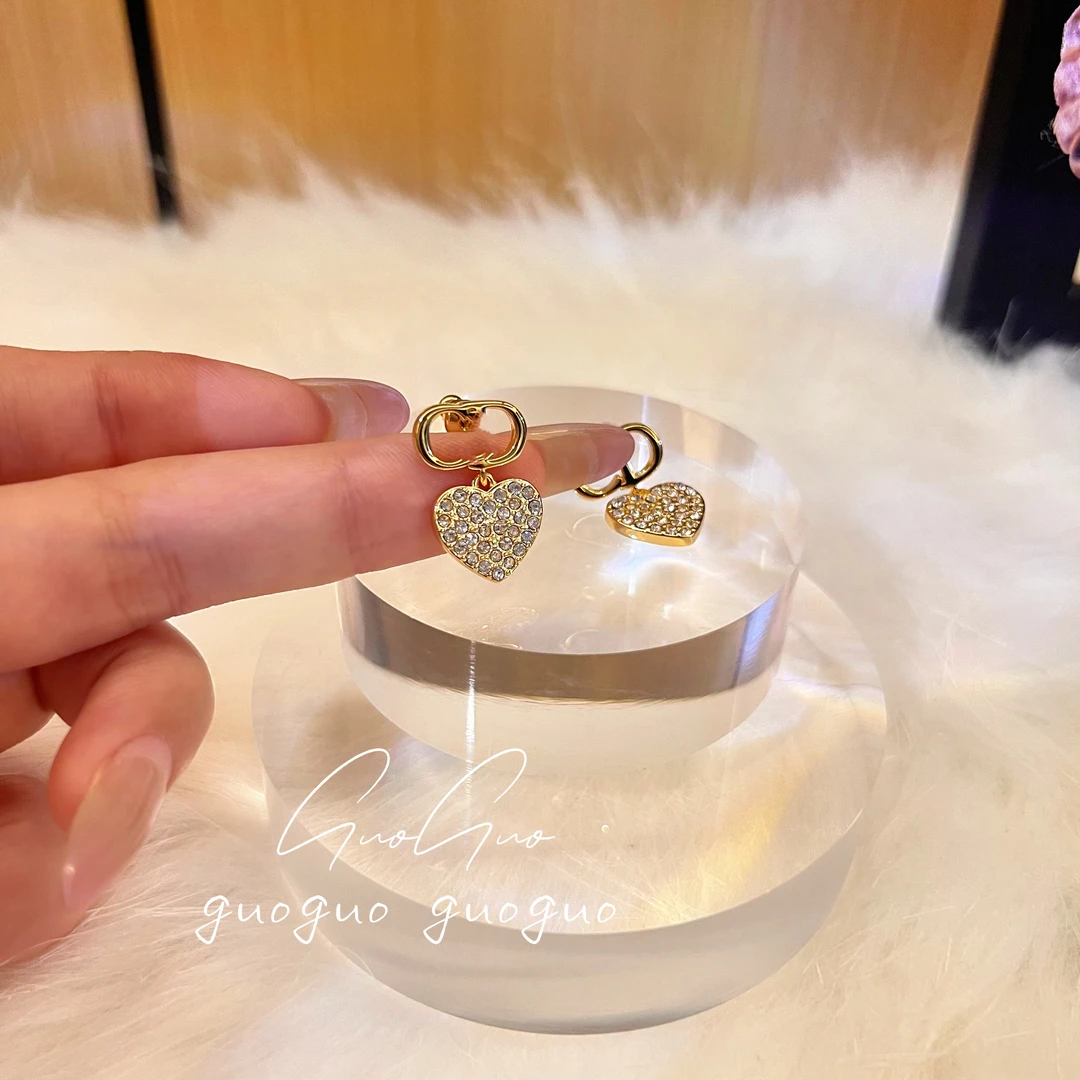 铜合金耳饰 爱心满钻耳环