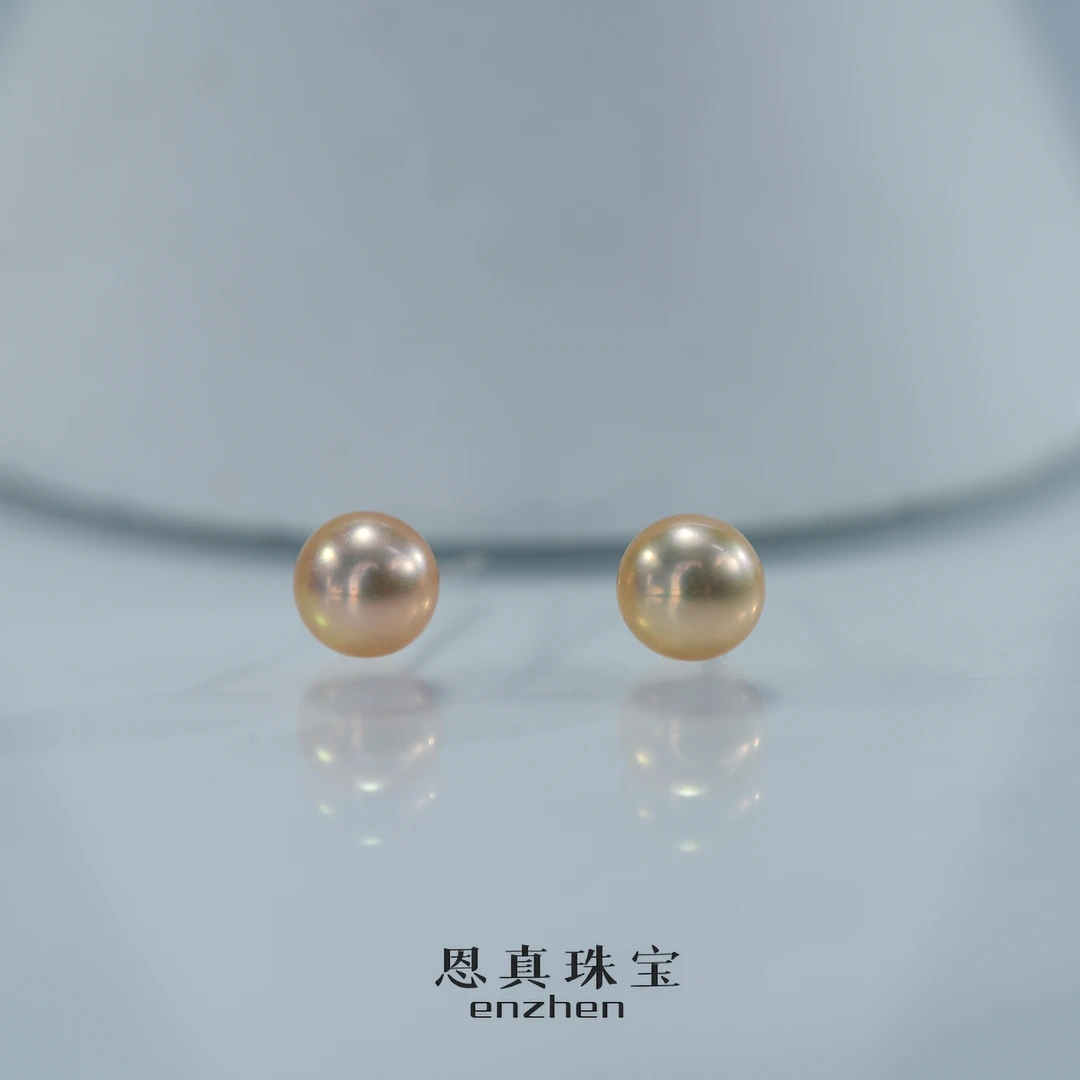 【中国红迷你小耳钉】淡水珍珠空姐耳钉6-7mm多样性发一