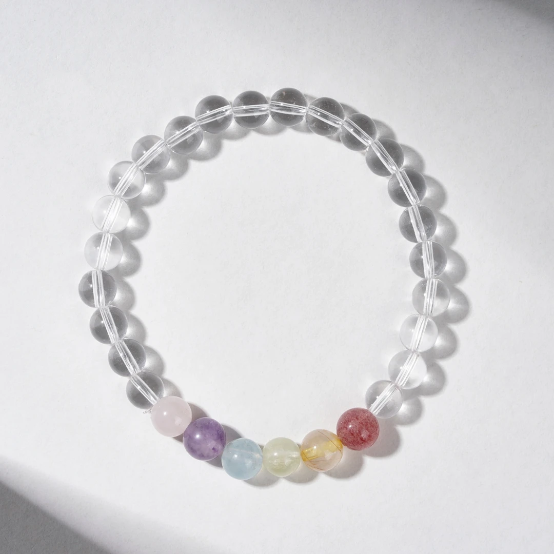 【拾色记】天然白水晶多宝单圈设计款手串
