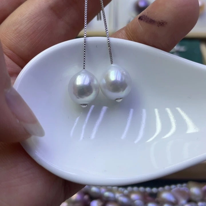 淡水珍珠耳饰银S925镶嵌