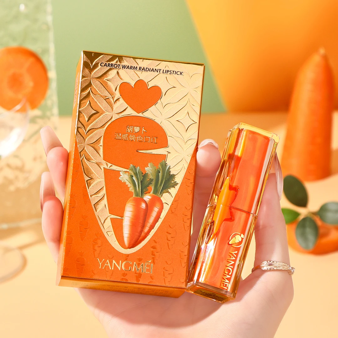 【专柜正品】YANGMEI杨美胡萝卜温感焕色口红保湿变色温变雾面持久