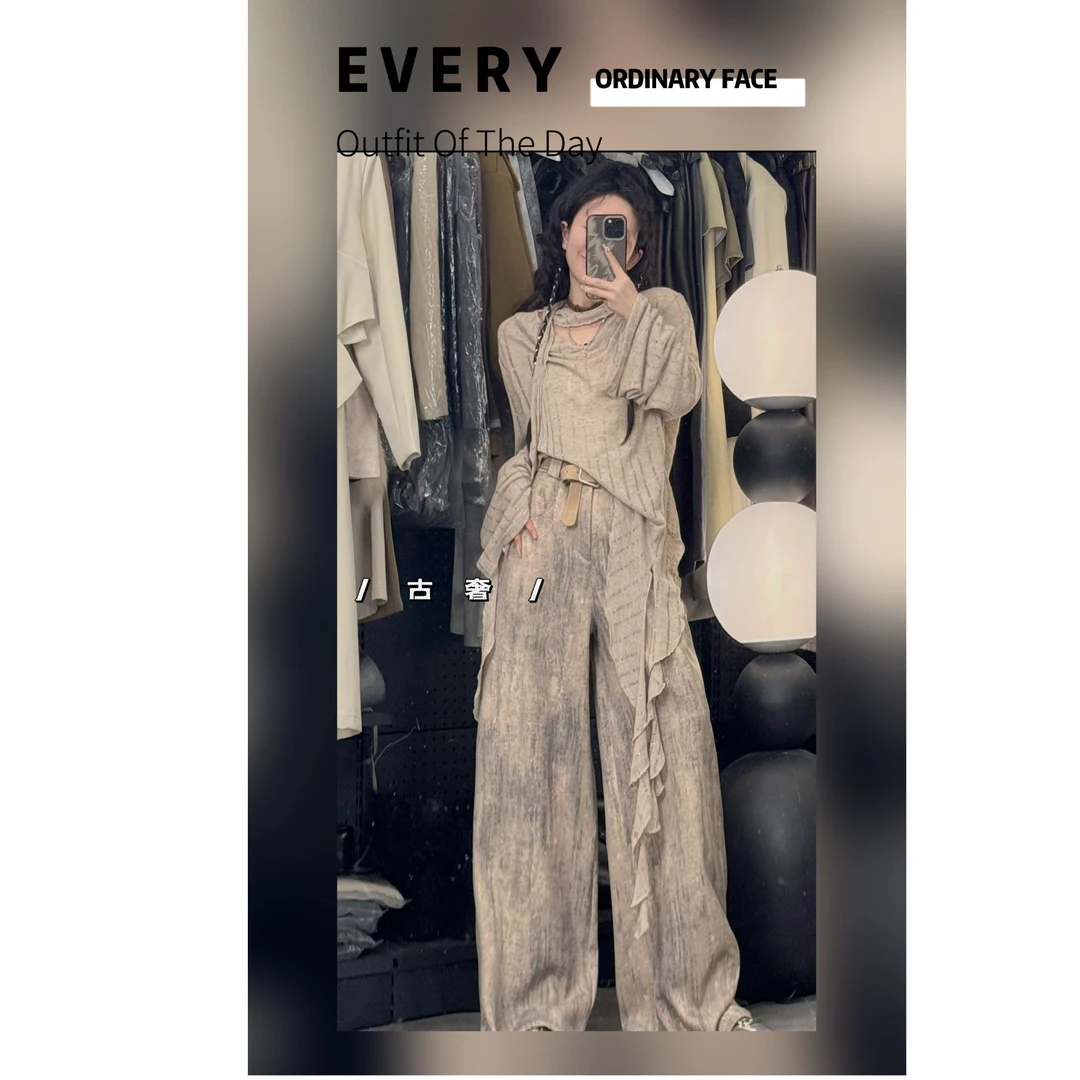 (赠腰带)南油显瘦气质时尚休闲设计上衣+裤子+腰带+美背四件套