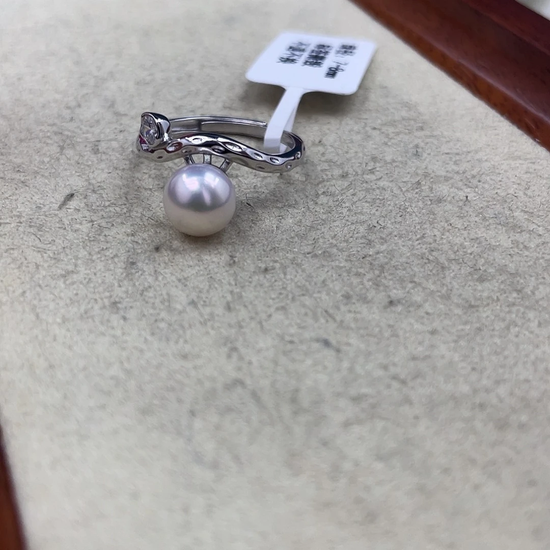 戒指银S925镶嵌海水珍珠