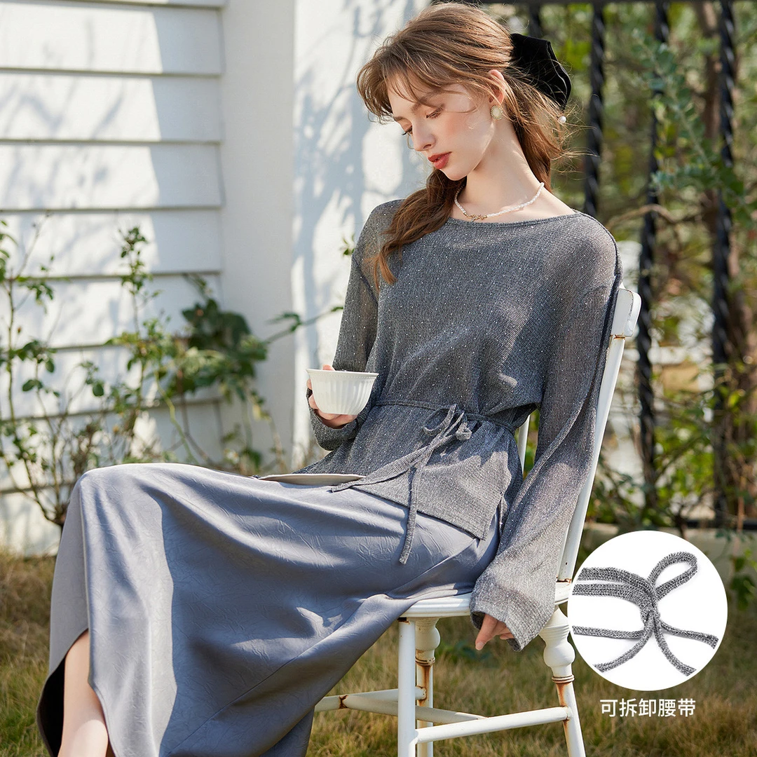 【商场同款新品】白鹿语气质网纱吊带裙两件套套装BY20211