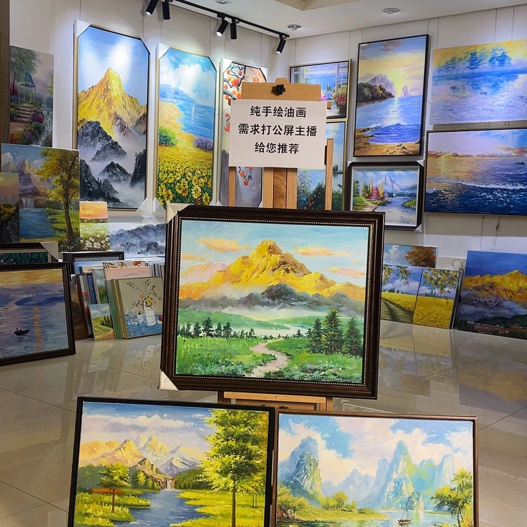 横款纯手绘油画带框60*70cm