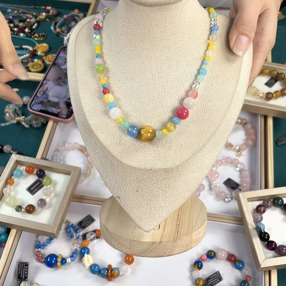 水晶手链银S925镀金镶嵌