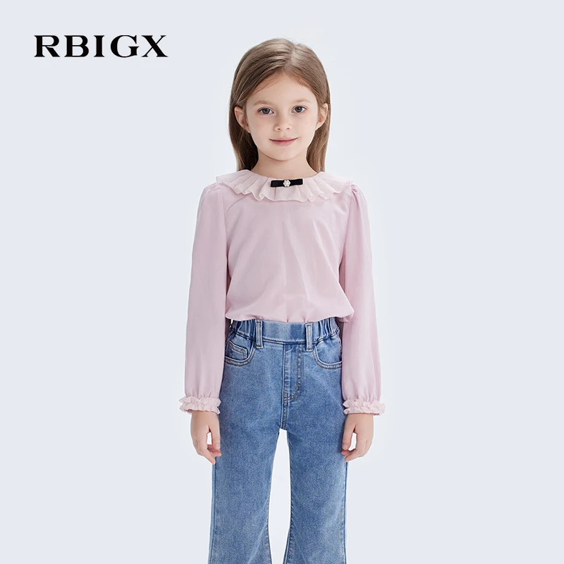 RBIGX瑞比克童装2025春季新款女童长袖小衫公主儿童打底衫