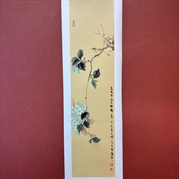 兰宝阁书画院三尺对开纯手绘国画花鸟已拓裱画芯98:24