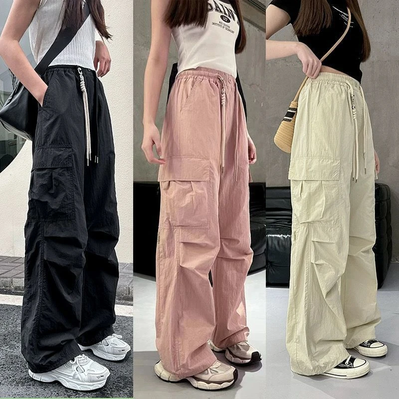 女童工装裤夏季薄款裤子中大童初中生夏装2025新款宽松春秋阔腿裤