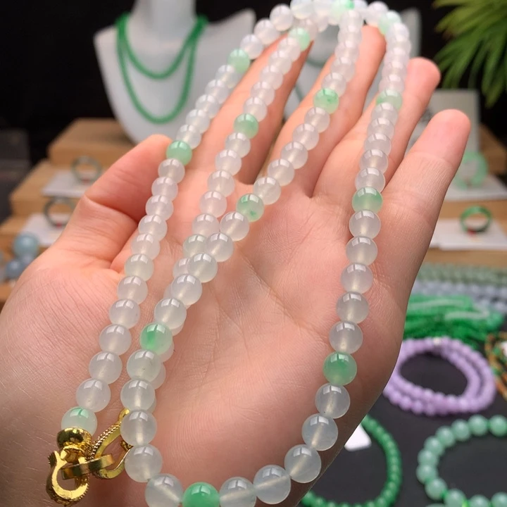 翡翠未镶嵌项链天然缅甸A货翡翠卡6.8mm