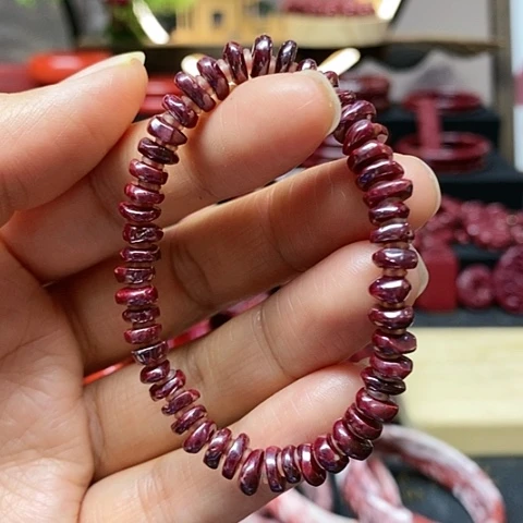 天然辰砂原矿晶体随形手链