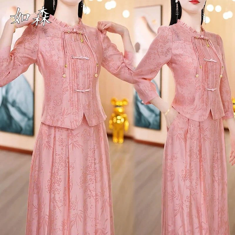 春夏新款套装裙女2025春秋中长款气质名媛显瘦遮肉时尚两件套女夏