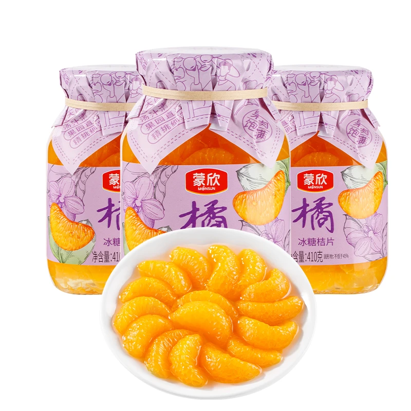 蒙欣冰糖黄桃橘子水果罐头新鲜美味开盖即食多口味休闲零食410g