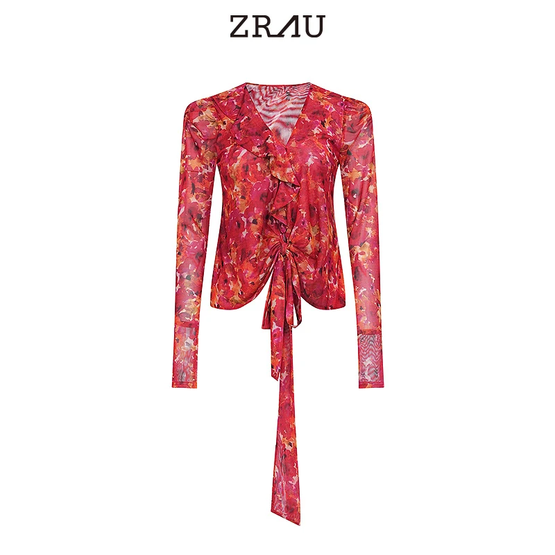 ZRAU气质复古印花女神衬衫上衣Z1241A0010