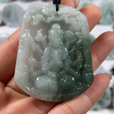 翡翠颈饰未镶嵌千手观音福利