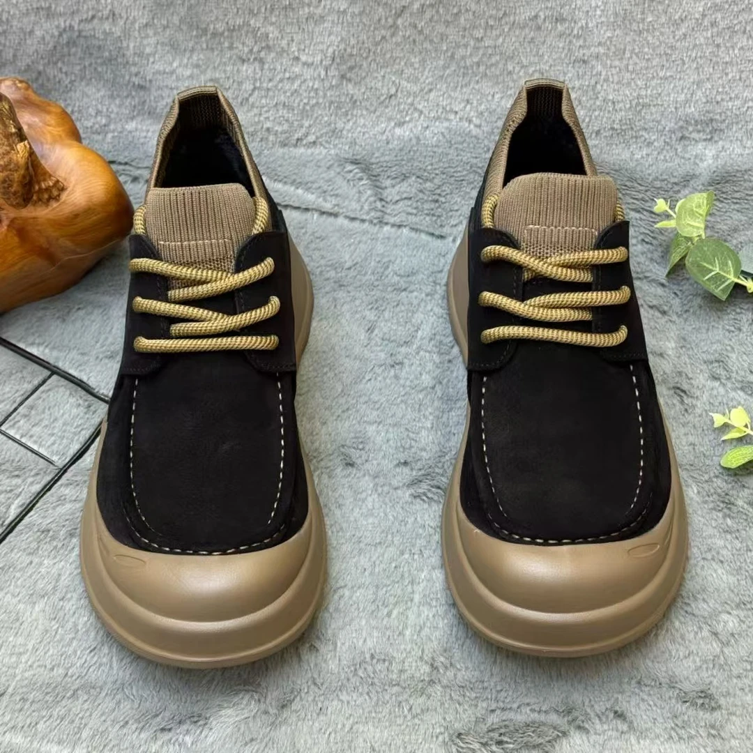 D99男鞋冬季加绒保暖防滑休闲皮鞋圆头百搭舒适磨砂复古时尚潮流