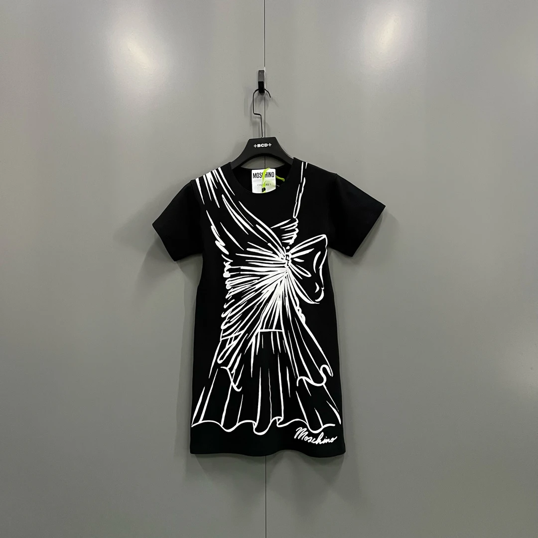 99新 Moschino/莫斯奇诺 t0 涂鸦短袖连衣裙 36码/606722