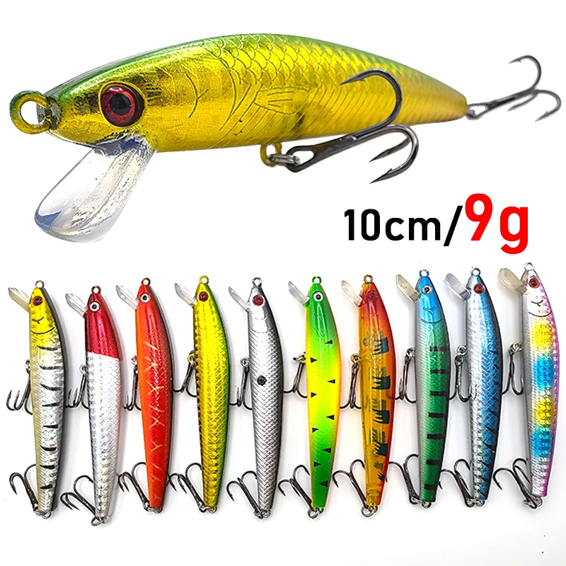 浮水面系米诺内置响珠搭配2碳钢钩3D鱼眼路亚鱼饵船钓10色10cm/9g