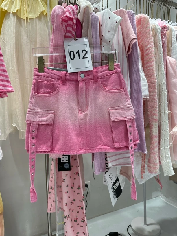 渐变粉牛仔短裙 牛仔包裙