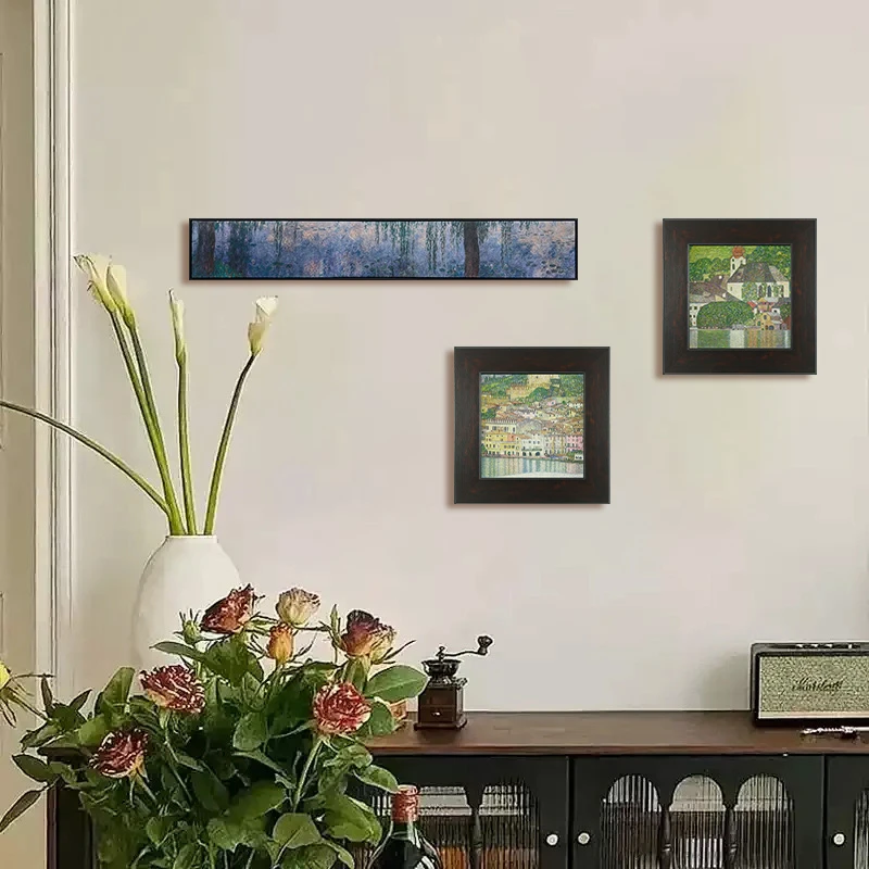 莫奈《睡莲》长条横款精致客厅沙发背景装饰画高级百搭