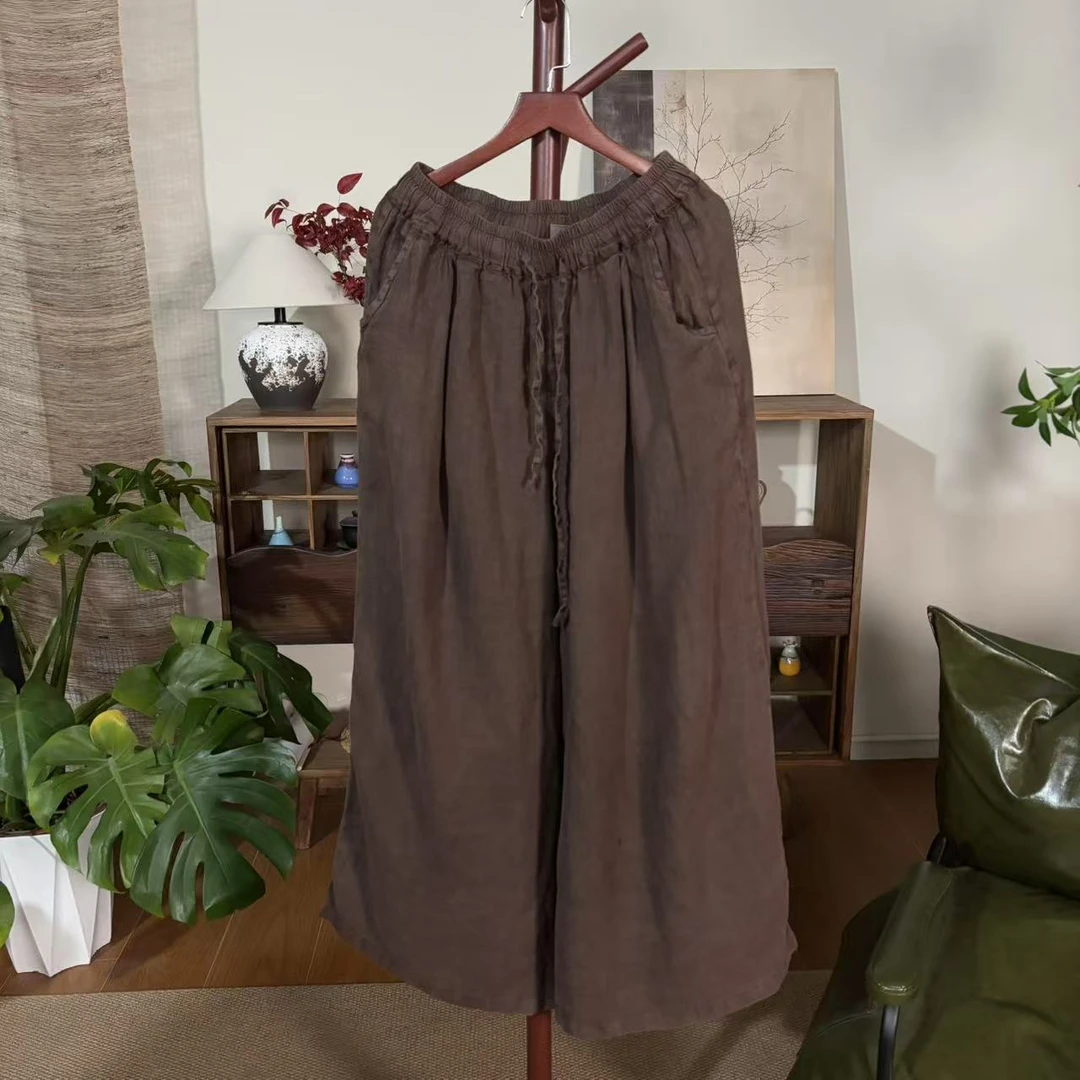 【大梅子推荐】设计款亚麻阔腿裤SXBY2534
