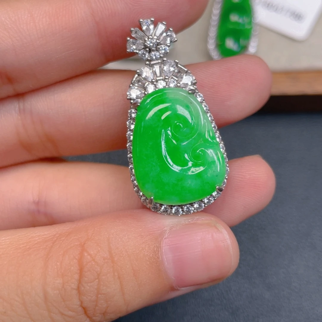 翡翠银S925镶嵌吊坠(不含链)江**玉n n j j