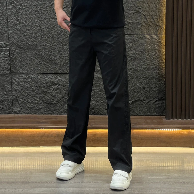 潮流新款阔腿休闲裤男士轻薄宽松舒适透气直筒裤青年痞帅速干长裤