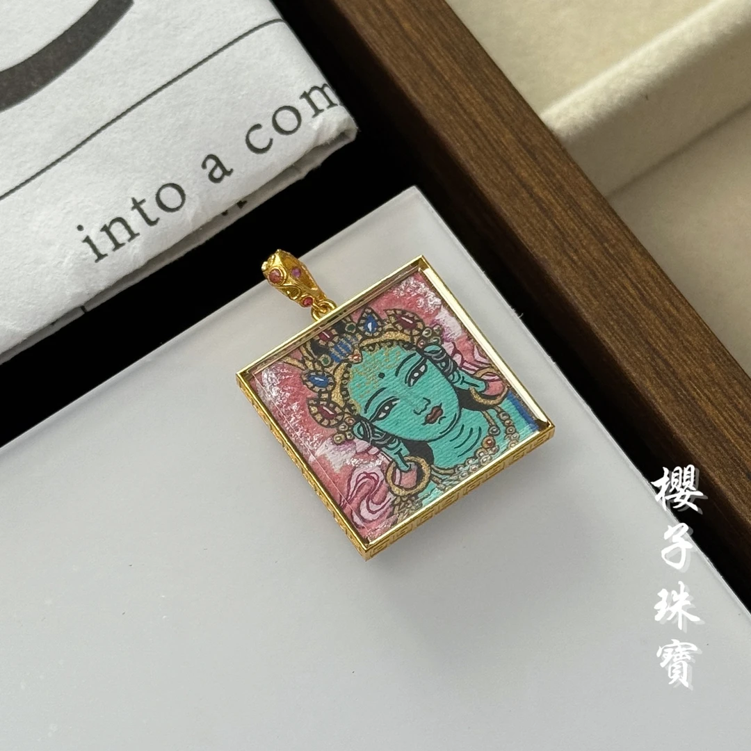 樱子 | 唐卡 18K度母黑财神双面大师手绘唐卡时尚挂件*多样性发一