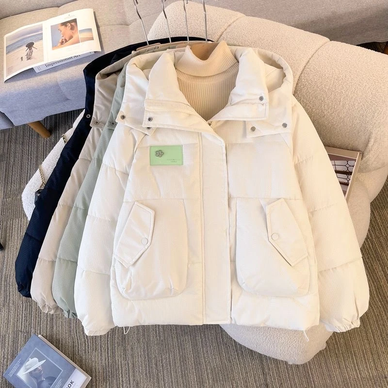 黑金石墨烯2024冬季新款棉服女宽松加厚外套连帽短款