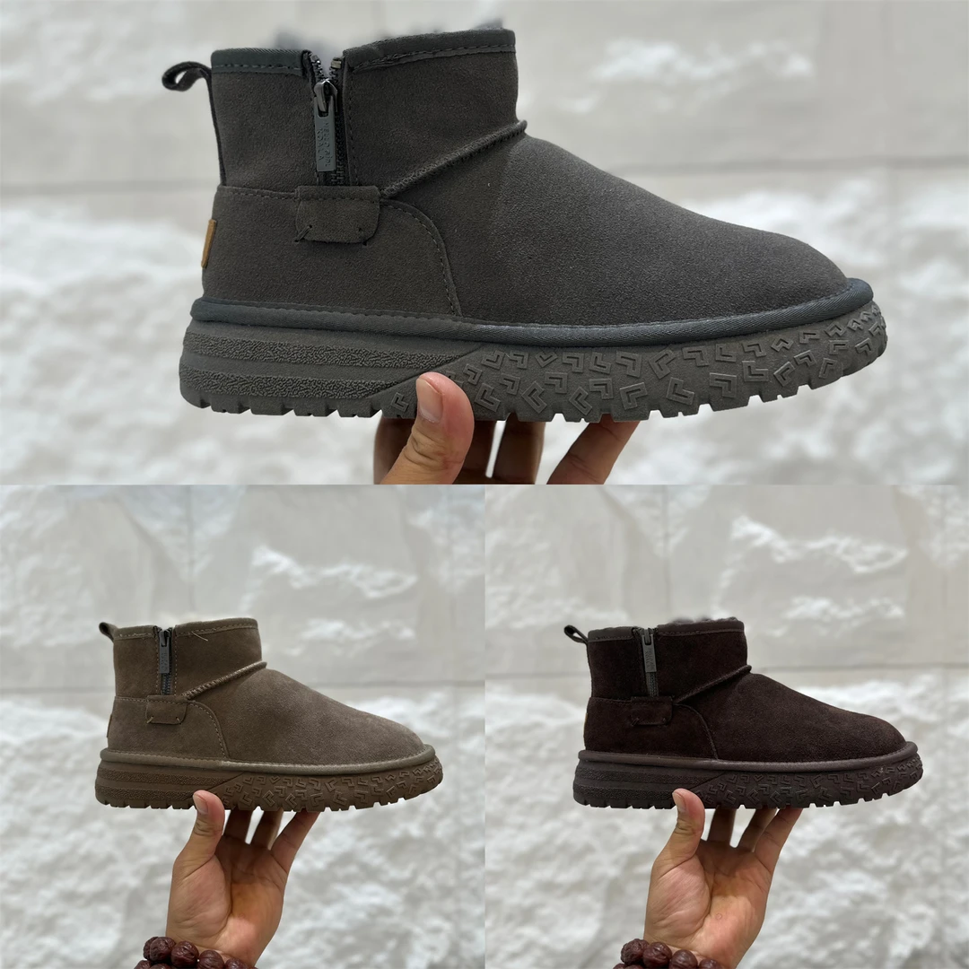 正品考拉小熊冬季新款男款雪地靴原皮原毛真皮厚底加厚保暖雪地靴