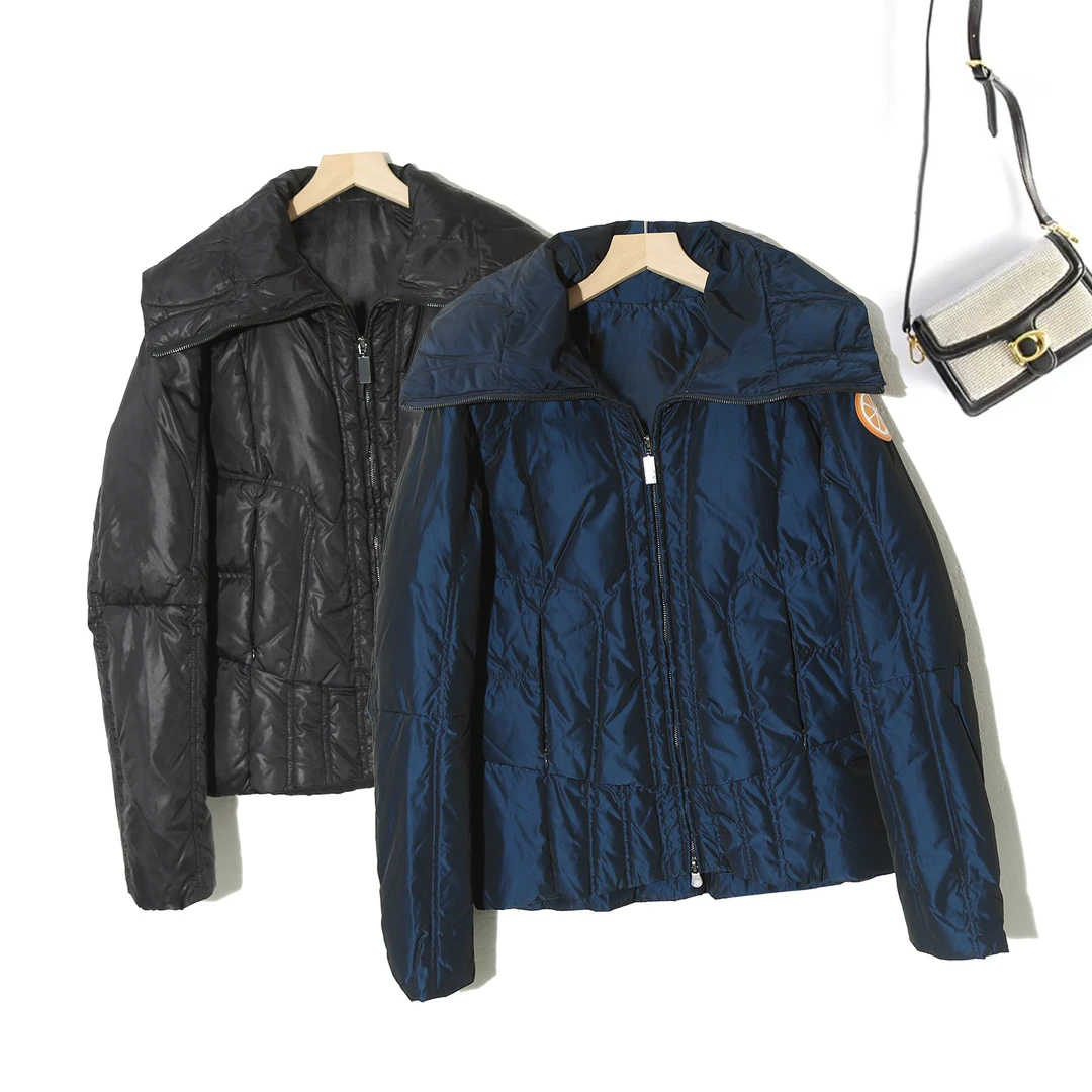 设计感大翻领保暖时尚修棉服女秋冬短款棉服外套冬季6W987