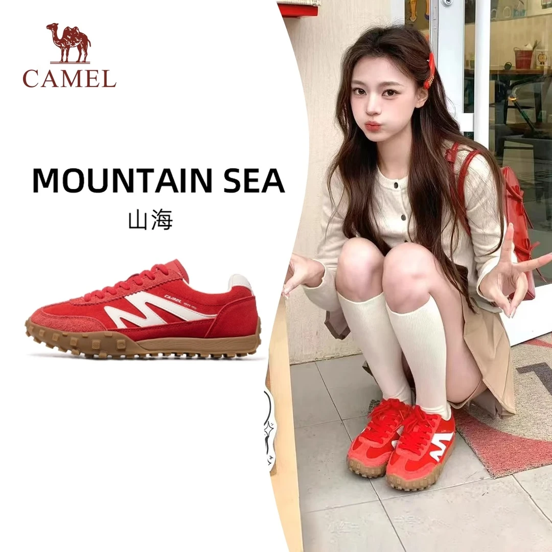 【山海】骆驼本命年红色户外运动板鞋春夏新款男女复古休闲鞋德训鞋