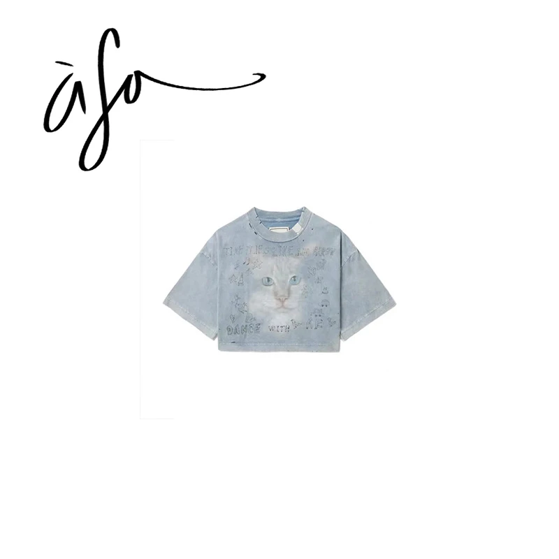 ASA-【小猫咪涂鸦短袖T恤】三原（dx00155）