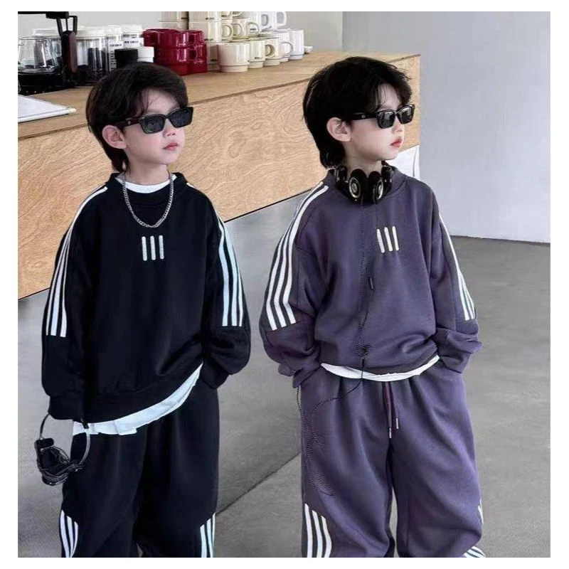 2025儿童秋冬新款韩版男童运动百搭套头洋气套装中小童男孩冬款