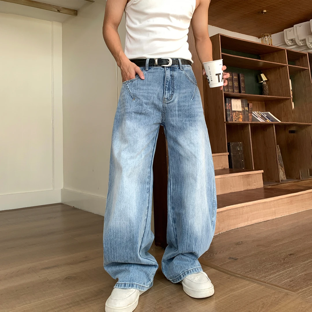 Holocene美式潮牌水洗牛仔裤男cleanfit宽松休闲百搭阔腿长裤7005