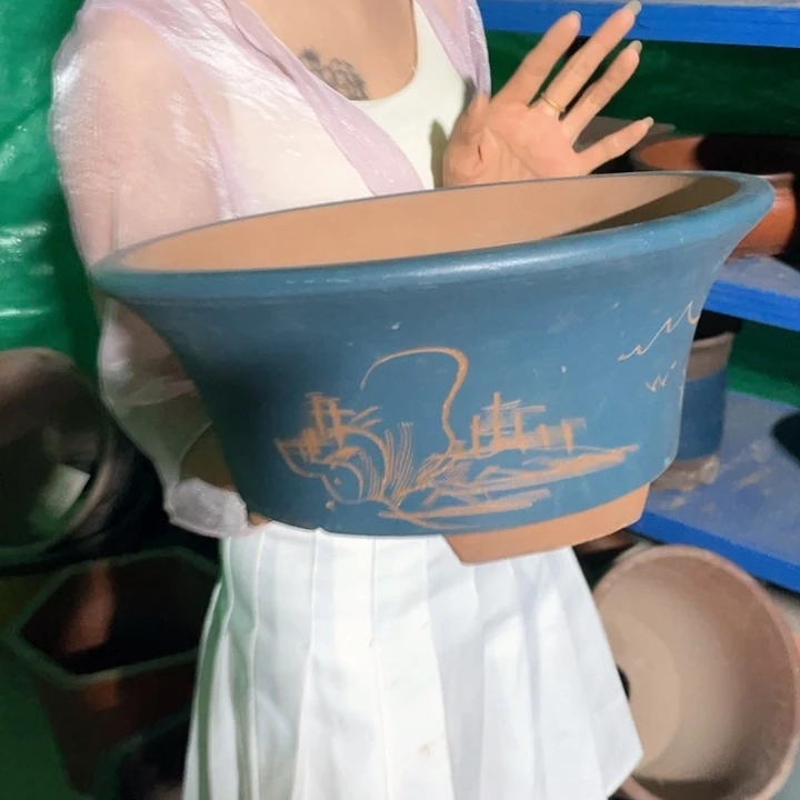33蓝色票口花盆花盆