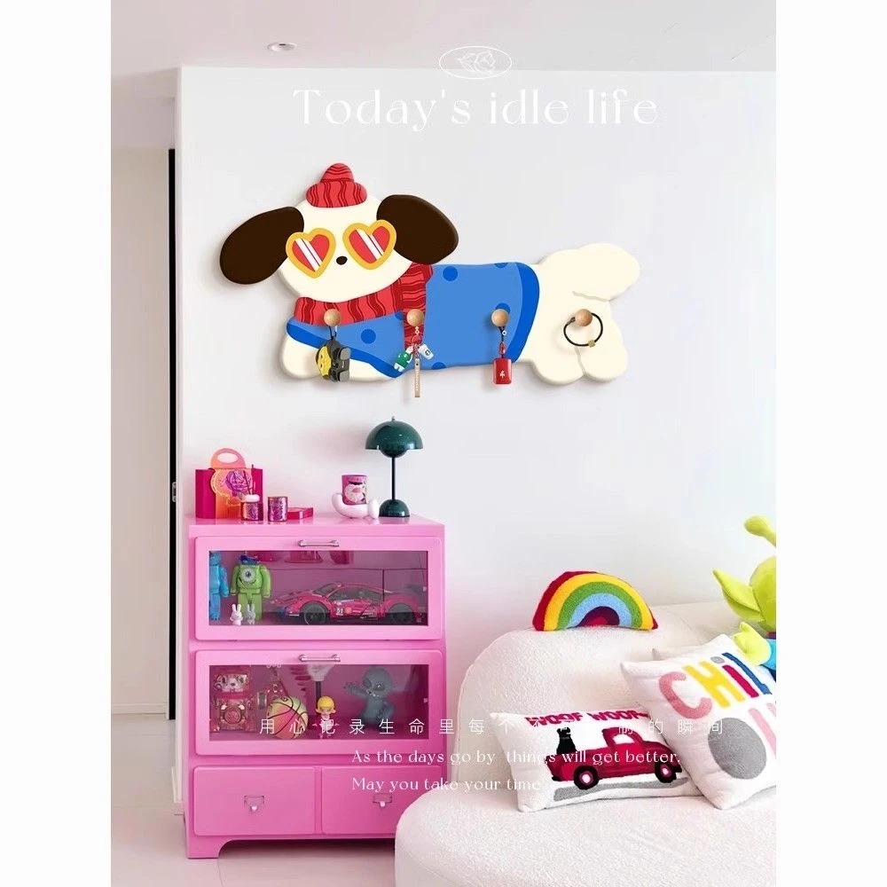 DK04ins风卡通小狗玄关洞洞板置物架装饰画多功能创意收纳架挂画