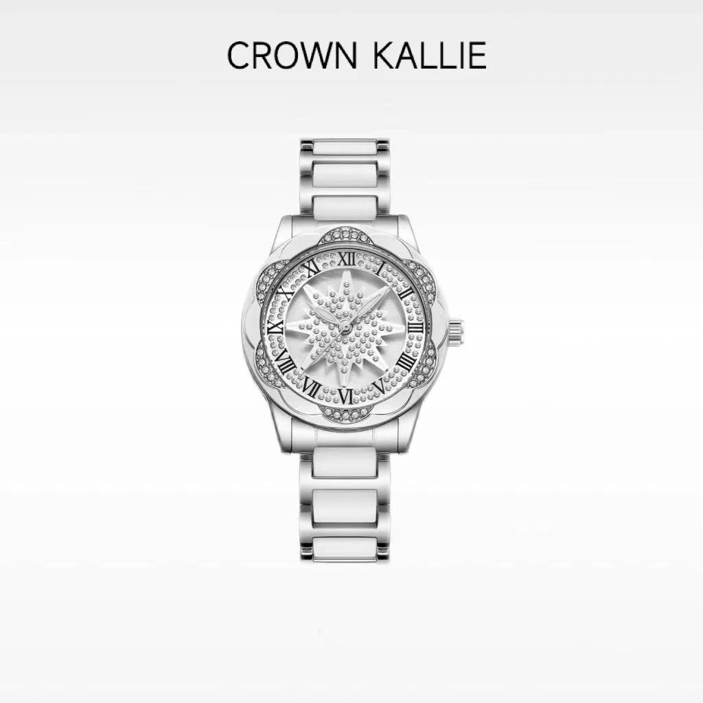 Crown Kallie【旋转雪花】满天星系列旋转白盘设计感女士腕表ck8124
