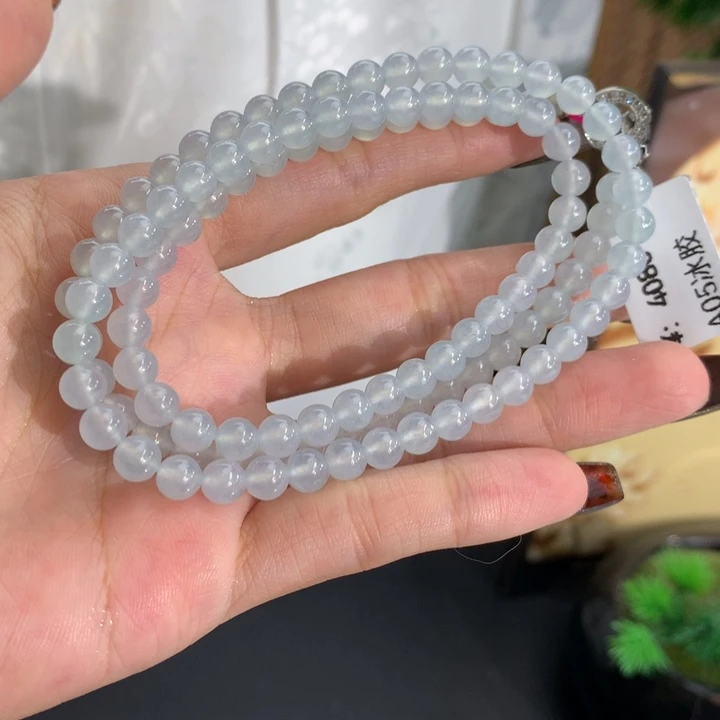 翡翠未镶嵌手串卡5.5冰种蓝项链