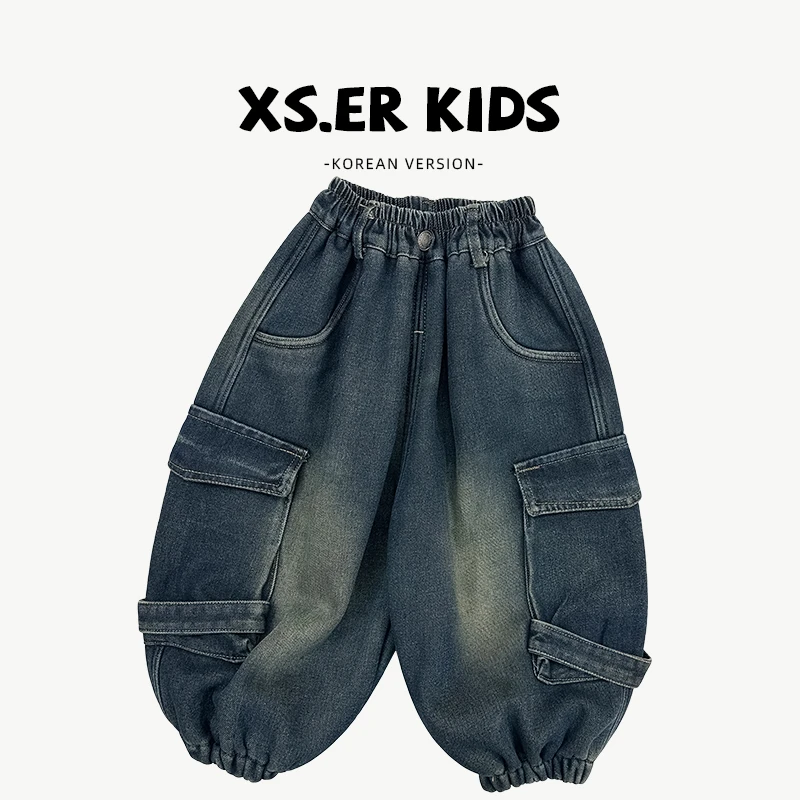 【小首尔】冬季男童韩版加绒牛仔裤HBB4576