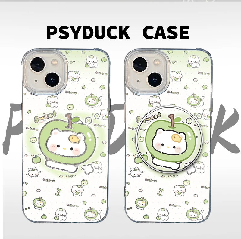 适用苹果华为一加小米青苹果小猫IMD羽纱创意动漫防摔手机壳情侣