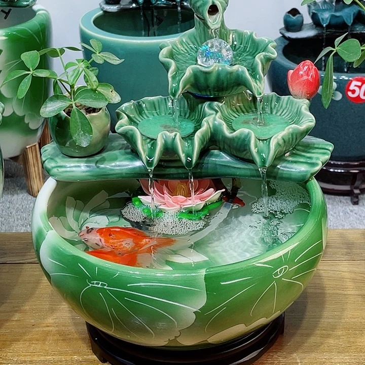 陶景德镇高温流水摆件11111