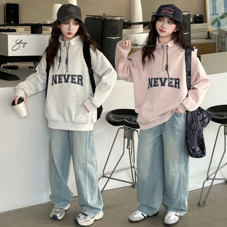 女童洋气卫衣春装2025新款中大童休闲宽松上衣百搭外穿女孩长袖潮