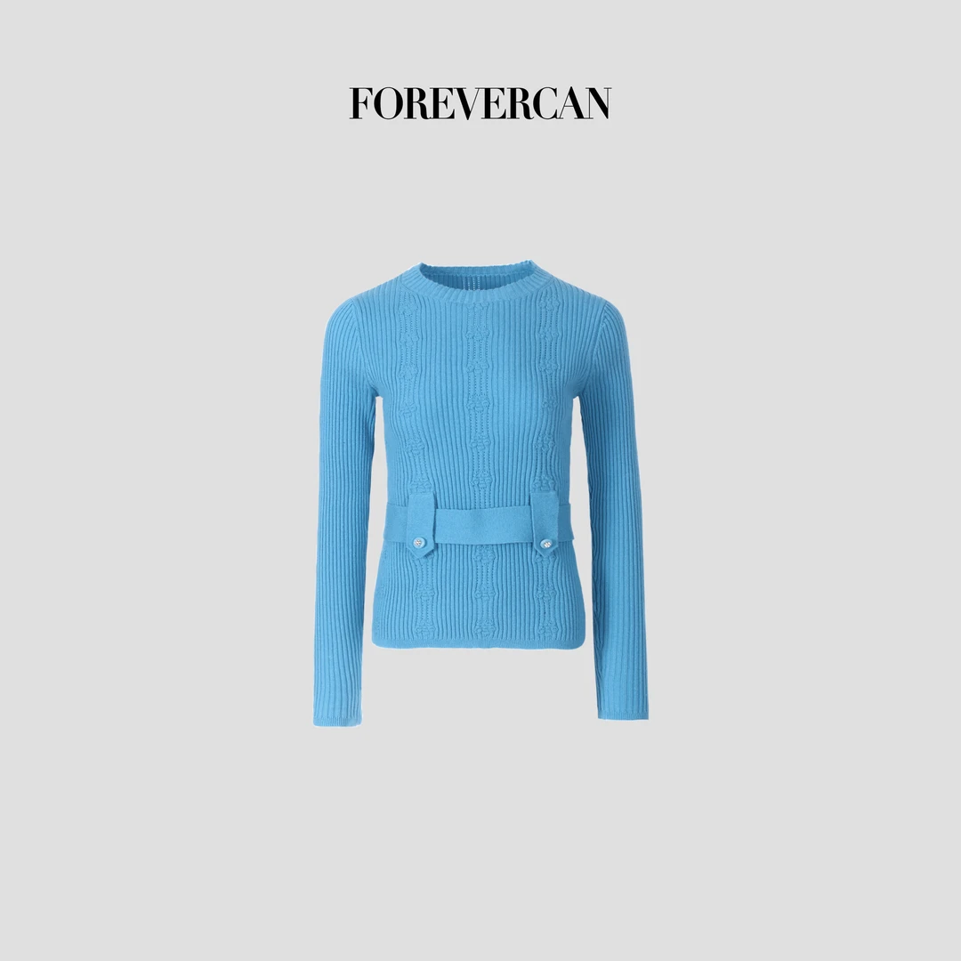 FOREVERCAN“兰佩杜萨岛”Jennie同款 极幼水溶羊毛针织上衣MY4546