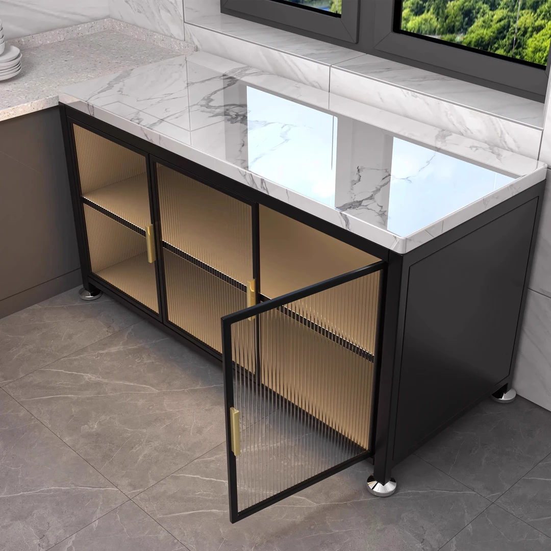 【工厂清仓】厨房置物架岩板操作台落地多功能收纳柜餐边储物橱柜